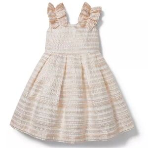 Janie and Jack Girls Metallic Striped Dress (Size 3)